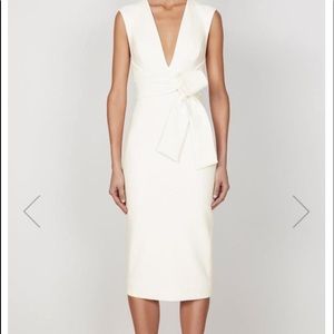 Shona Joy Lucy plunged midi dress ivory